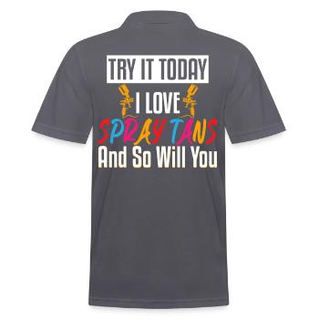 Love Spray Tans Airbrush Today - Men's Polo Shirt - charcoal grey - Back - Nico (186cm)