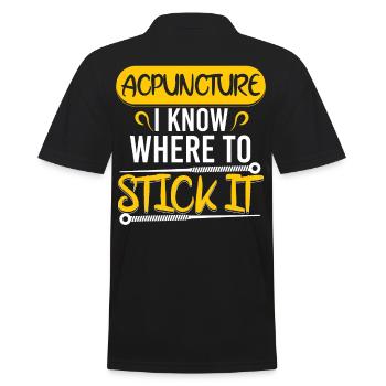 Acupuncture Know To Stick - Men's Polo Shirt - black - Back - Kai (181cm)