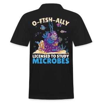 O-Fish-Ally Licensed To Study Microbes Marine - Men's Polo Shirt - black - Back - Kai (181cm)