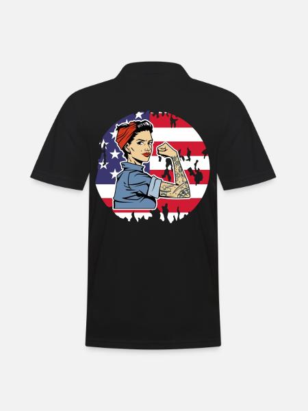 USA America American American - Men's Polo Shirt - black