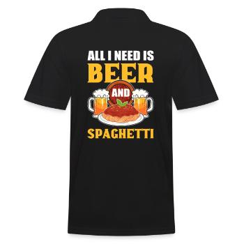 All I Need Is Beer and Spaghetti Pasta - Men's Polo Shirt - black - Back - Kai (181cm)