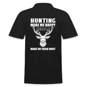 Hunting Make Me Happy People Make My Head Hurt - Men's Polo Shirt - black - Back - Kai (181cm)