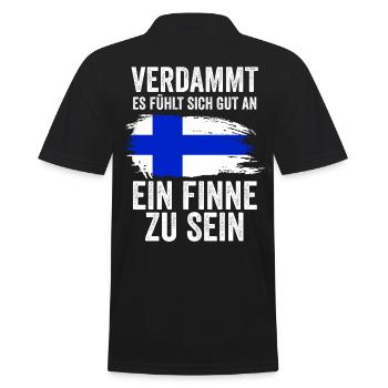 Finnland Finne Finnisches - Männer Poloshirt - Schwarz - Hinten - Kai (181cm)