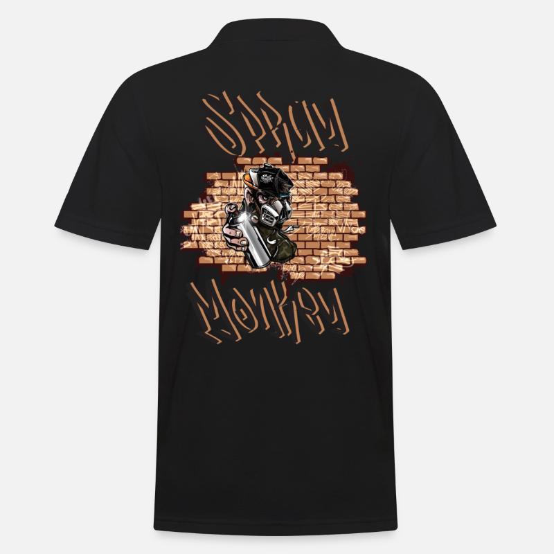 Spray Monkey Graffiti - Men's Polo Shirt - black