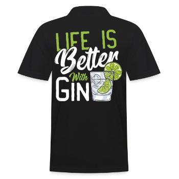 Life Is Better With Gin - Männer Poloshirt - Schwarz - Hinten - Kai (181cm)