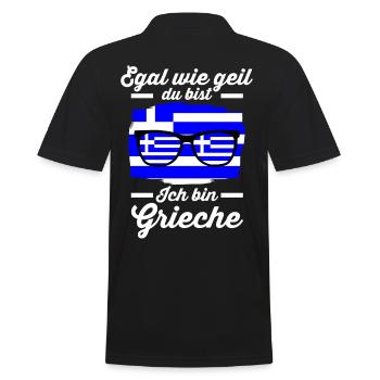 Grieche Griechisches Griechenland - Männer Poloshirt - Schwarz - Hinten - Kai (181cm)