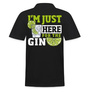 I'm Just Here For The Gin - Männer Poloshirt - Schwarz - Hinten - Kai (181cm)