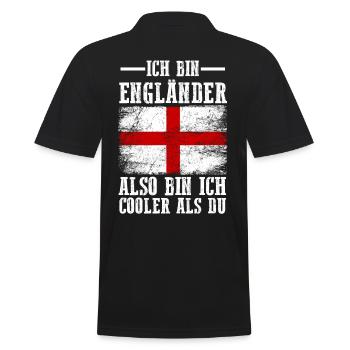 England Engländer Englisches - Männer Poloshirt - Schwarz - Hinten - Kai (181cm)