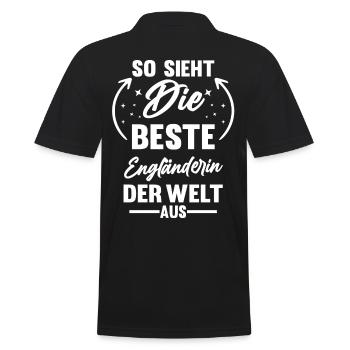 England Engländerin Englisches - Männer Poloshirt - Schwarz - Hinten - Kai (181cm)