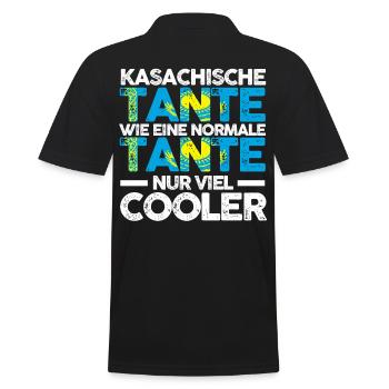 Kasachin Tante Kasachstan - Männer Poloshirt - Schwarz - Hinten - Kai (181cm)