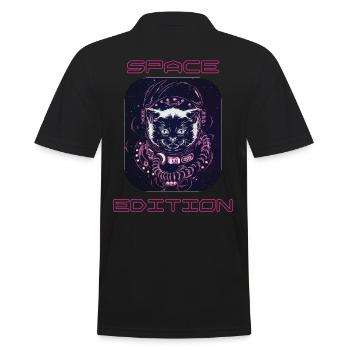 Space Cat - Männer Poloshirt - Schwarz - Hinten - Kai (181cm)