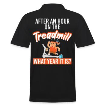 An Hour On The Treadmill What Year - Men's Polo Shirt - black - Back - Kai (181cm)