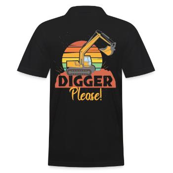 Digger Please Construction Worker - Men's Polo Shirt - black - Back - Kai (181cm)