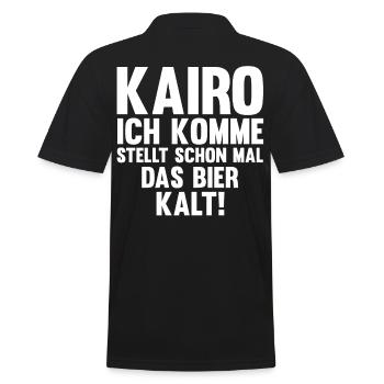Kairo ich komme stellt schon mal das Bier kalt - Männer Poloshirt - Schwarz - Hinten - Kai (181cm)
