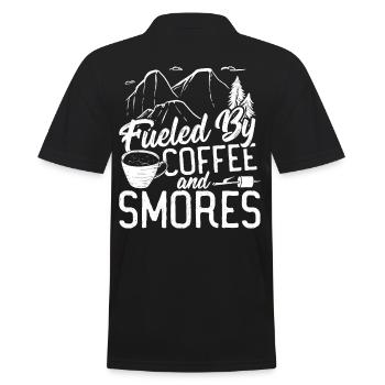 Fueled By Coffee and 'Smores Camping Fire Camper - Men's Polo Shirt - black - Back - Kai (181cm)