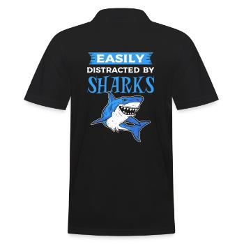 Easily Distracted By Sharks Shark Fish - Men's Polo Shirt - black - Back - Kai (181cm)