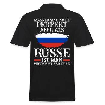 Russland Russen Russisches - Männer Poloshirt - Schwarz - Hinten - Kai (181cm)