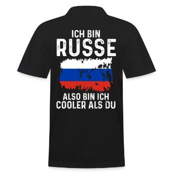 Russland Russen Russisches - Männer Poloshirt - Schwarz - Hinten - Kai (181cm)