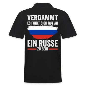 Russland Russen Russisches - Männer Poloshirt - Schwarz - Hinten - Kai (181cm)