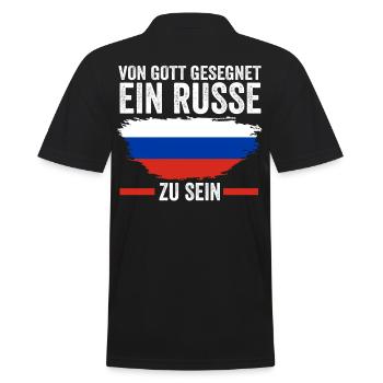 Russland Russen Russisches - Männer Poloshirt - Schwarz - Hinten - Kai (181cm)