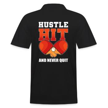 Hustle, Hit, and Never Quit Ping Pong Table Tennis - Männer Poloshirt - Schwarz - Hinten - Kai (181cm)