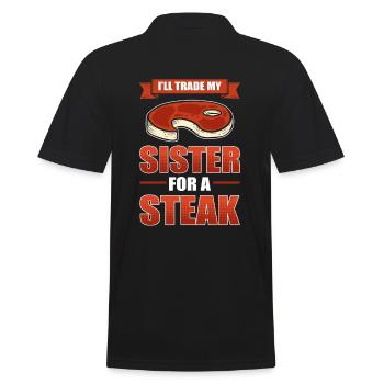 Grillen Grill BBQ Grillieren Steak Grillparty Gril - Männer Poloshirt - Schwarz - Hinten - Kai (181cm)