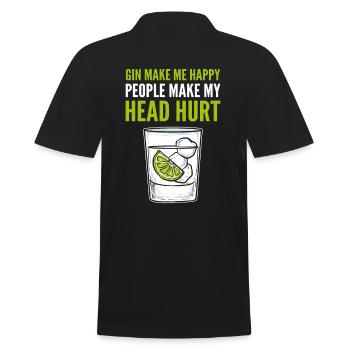 Gin Make Me Happy People Make My Head Hurt Gin - Männer Poloshirt - Schwarz - Hinten - Kai (181cm)