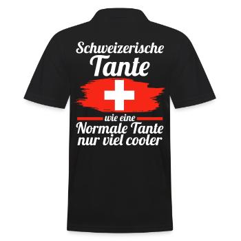 Schweizerin Tante Schweiz - Männer Poloshirt - Schwarz - Hinten - Kai (181cm)