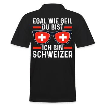 Schweizer Schweiz - Männer Poloshirt - Schwarz - Hinten - Kai (181cm)