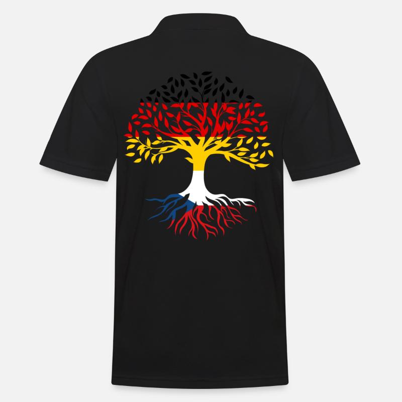 Wurzeln Baum Deutschland Tschechien - Männer Poloshirt - Schwarz