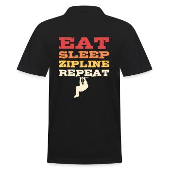 Eat Sleep Zipline Repeat Zip line Zip Lining - Men's Polo Shirt - black - Back - Kai (181cm)