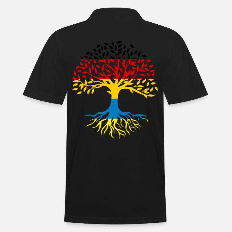 Wurzeln Baum Deutschland Ukraine - Männer Poloshirt - Schwarz
