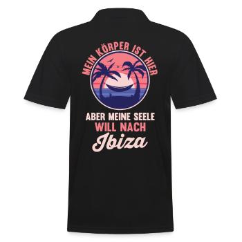 Meine Seele will nach Ibiza - Männer Poloshirt - Schwarz - Hinten - Kai (181cm)