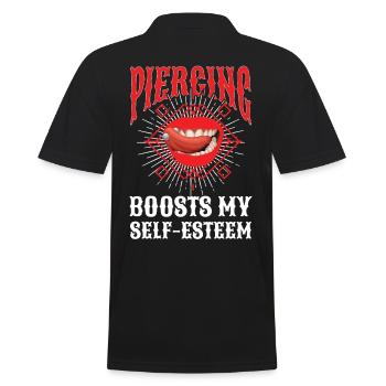 Piercing Boosts My Self-Esteem - Men's Polo Shirt - black - Back - Kai (181cm)