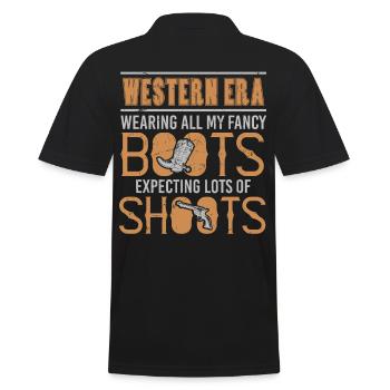 Wearing Fancy Boots Expecting Shoots - Men's Polo Shirt - black - Back - Kai (181cm)