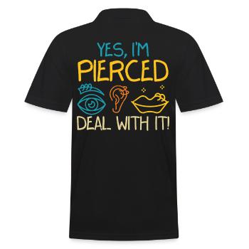 Yes Im Pierced Deal With It - Men's Polo Shirt - black - Back - Kai (181cm)