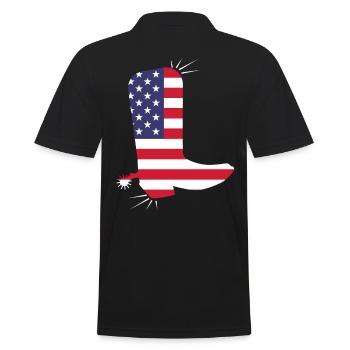 American Flag Cowboy Boot Stars And Stripes - Men's Polo Shirt - black - Back - Kai (181cm)