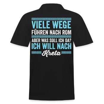 Ich will nach Kreta - Männer Poloshirt - Schwarz - Hinten - Kai (181cm)