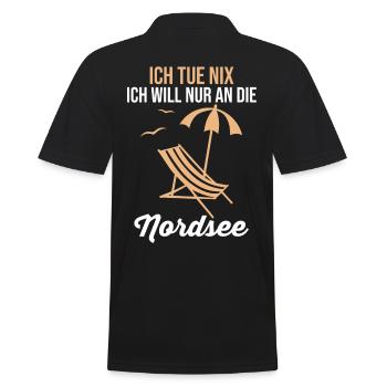 Ich tue nix ich will nur an die Nordsee - Männer Poloshirt - Schwarz - Hinten - Kai (181cm)
