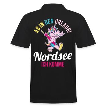 Ab in den Urlaub Nordsee ich komme - Männer Poloshirt - Schwarz - Hinten - Kai (181cm)