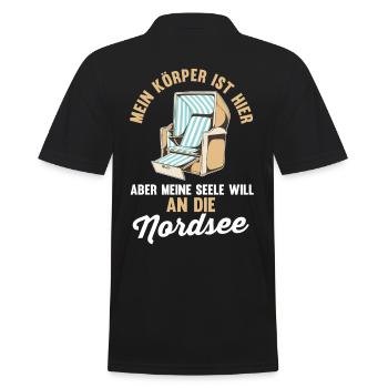 Meine Seele will an die Nordsee - Männer Poloshirt - Schwarz - Hinten - Kai (181cm)