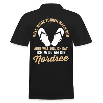Ich will an die Nordsee - Männer Poloshirt - Schwarz - Hinten - Kai (181cm)