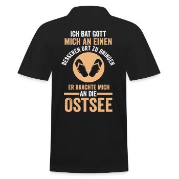 Gott brachte mich an die Ostsee - Männer Poloshirt - Schwarz - Hinten - Kai (181cm)