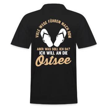 Ich will an die Ostsee - Männer Poloshirt - Schwarz - Hinten - Kai (181cm)