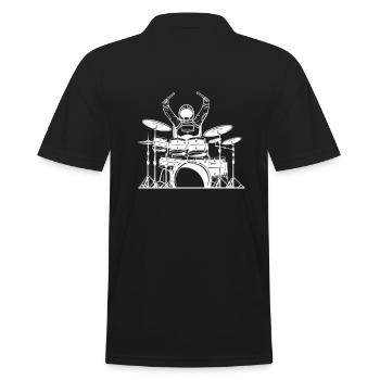 Drummer Astronaut Percussionist in Space - Men's Polo Shirt - black - Back - Kai (181cm)