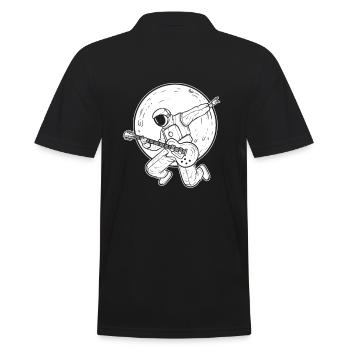 Guitar Astronaut Guitar Player - Männer Poloshirt - Schwarz - Hinten - Kai (181cm)