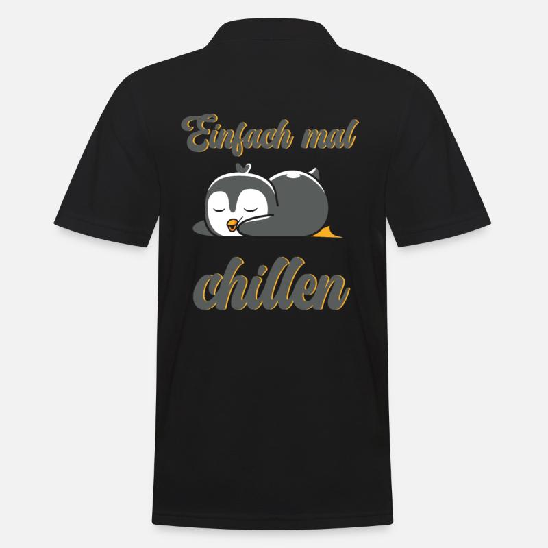 Chilliger Pinguin - Männer Poloshirt - Schwarz