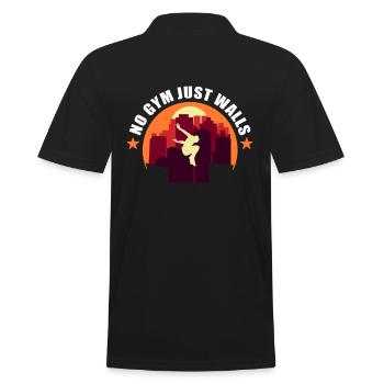 No Gym Just Walls Freerunning Parkour - Men's Polo Shirt - black - Back - Kai (181cm)