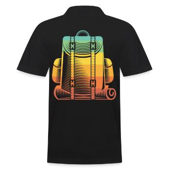 Backpacking Artwork Retro Luggage - Men's Polo Shirt - black - Back - Kai (181cm)