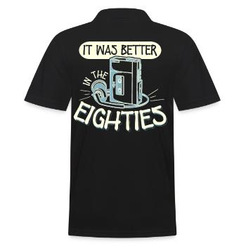 Was Better In The Eighties 80s Walkman - Men's Polo Shirt - black - Back - Kai (181cm)